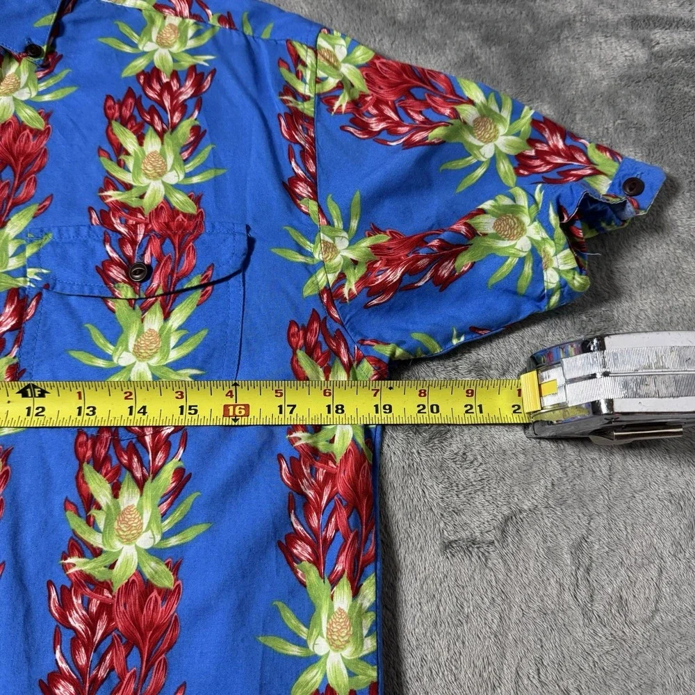 Cubavera-Mens Hawaiian‎ Shirt-Small-Blue/Red Floral-Casual Button-Up, 100% Rayon